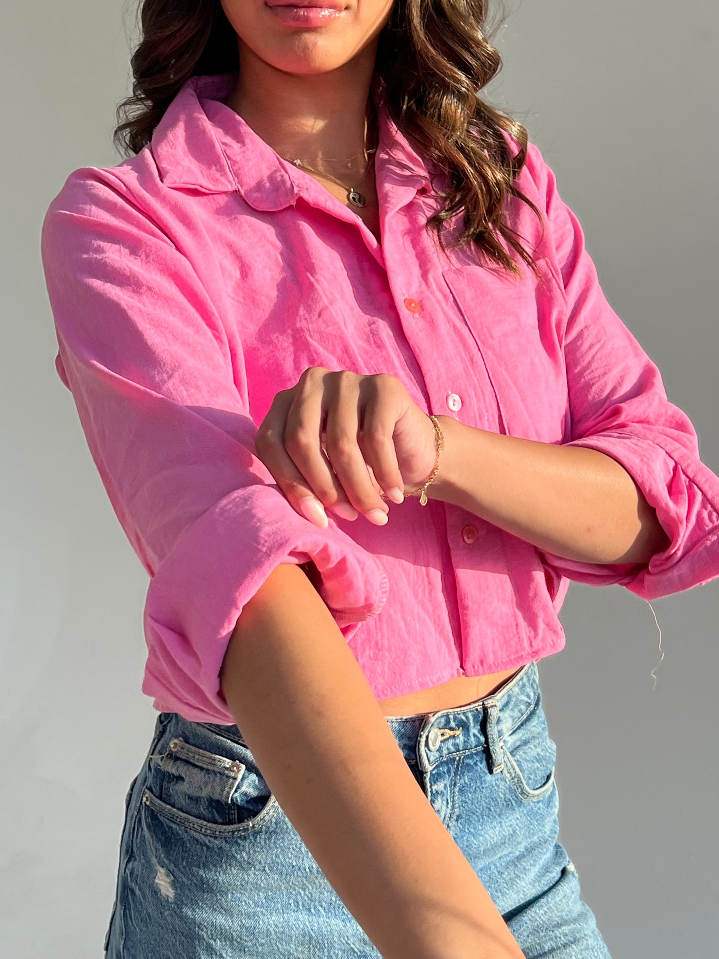 FUSHIA LINEN CHEMISE